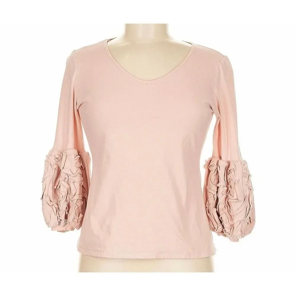 ANNE FONTAINE - MOSAIQUE FLORAL PUFF SLEEVE PINK STRETCH TOP